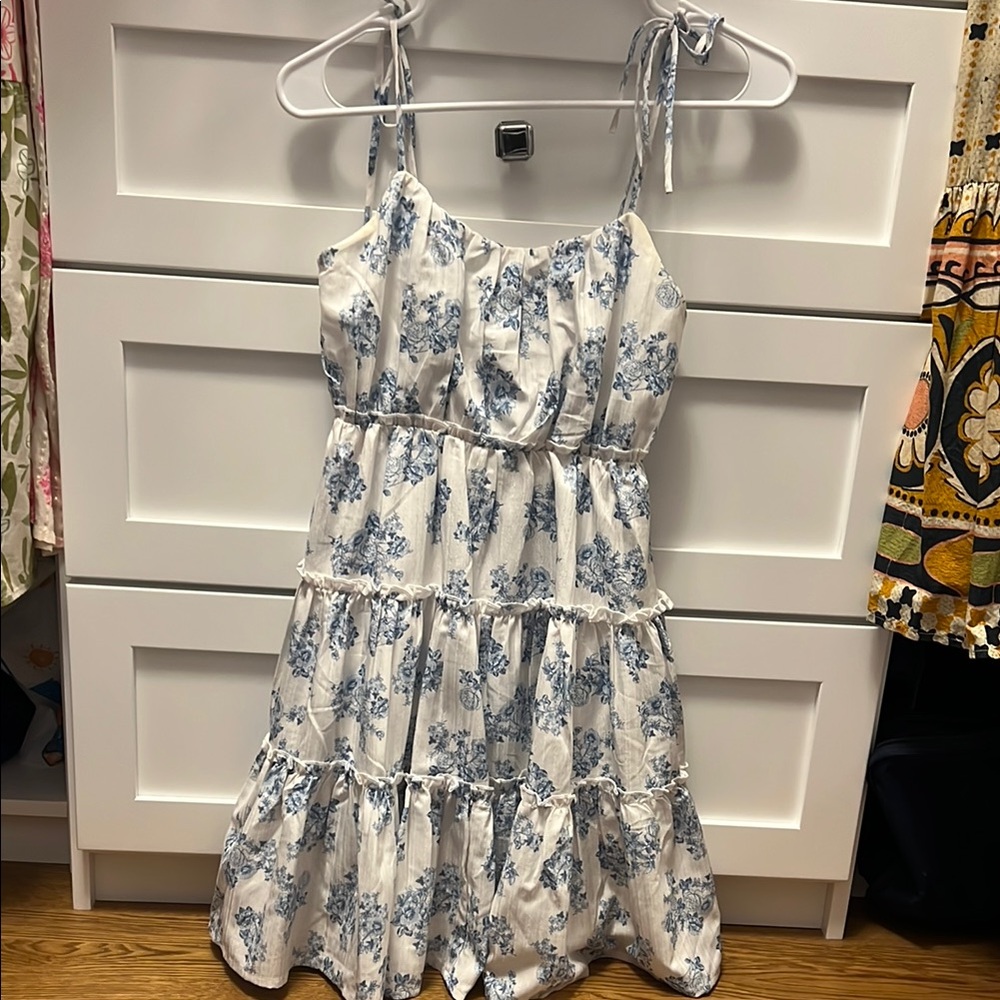 Altar'd State Blue and White Tiered Sundress